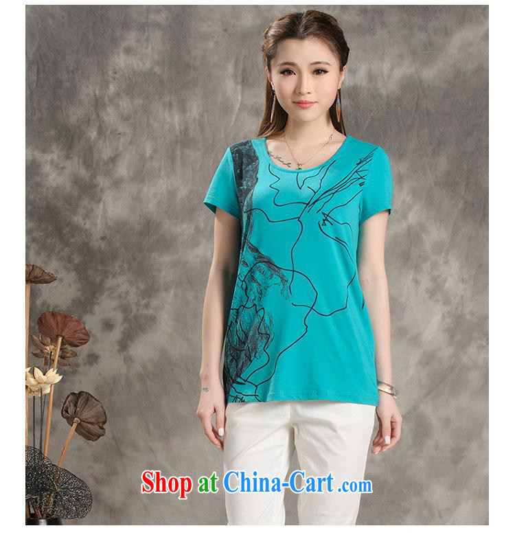 Female summer new literary hit color Ethnic Wind stamp round-collar short-sleeve shirt T female B 181 white 2XL pictures, price, brand platters! Elections are good character, the national distribution, so why buy now enjoy more preferential! Health