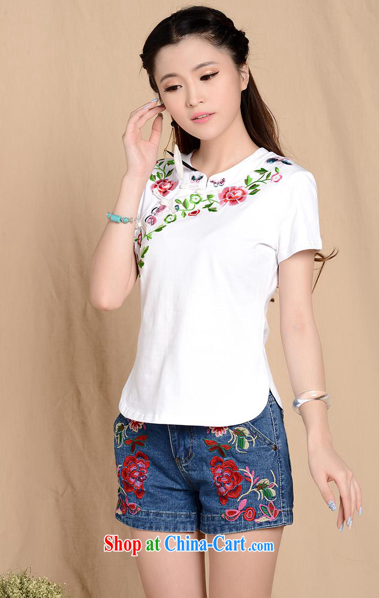 Ladies summer Ethnic Wind embroidered, for the charge-back beauty T cotton shirts women 570 white XXL pictures, price, brand platters! Elections are good character, the national distribution, so why buy now enjoy more preferential! Health