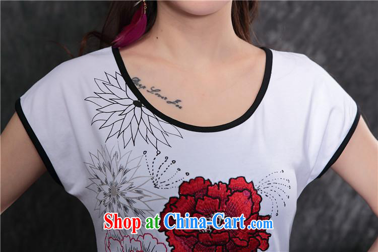 Ladies' 2015 summer new Ethnic Wind women stamp round-collar short-sleeve shirt T cotton A 161 white XXL pictures, price, brand platters! Elections are good character, the national distribution, so why buy now enjoy more preferential! Health