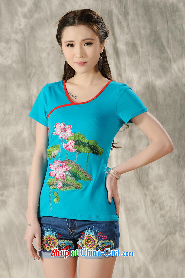 National wind female 2015 summer new embroidered T pension female beauty short sleeve round neck 4503 black 4XL pictures, price, brand platters! Elections are good character, the national distribution, so why buy now enjoy more preferential! Health
