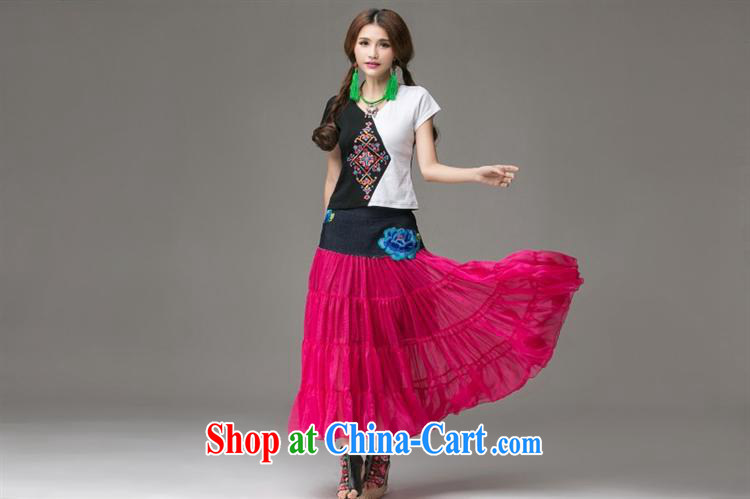 Ladies summer new ethnic wind knocked color embroidered round-collar short-sleeve shirt T girls cotton 2658 red XL pictures, price, brand platters! Elections are good character, the national distribution, so why buy now enjoy more preferential! Health