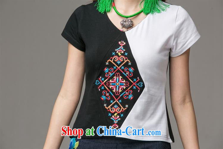 Ladies summer new ethnic wind knocked color embroidered round-collar short-sleeve shirt T girls cotton 2658 red XL pictures, price, brand platters! Elections are good character, the national distribution, so why buy now enjoy more preferential! Health