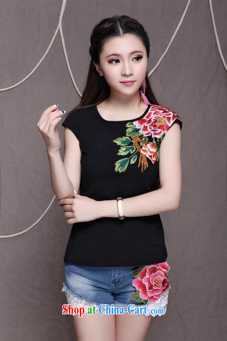 Women summer 2015 stylish Ethnic Wind two-color front and back embroidered girls short-sleeved shirts T white 4XL pictures, price, brand platters! Elections are good character, the national distribution, so why buy now enjoy more preferential! Health