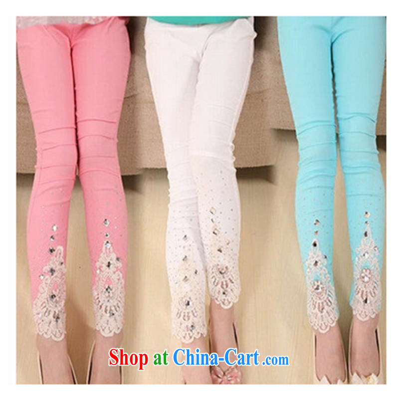 Korean children's wear candy-color water drilling lace CUHK girls cotton solid purple pants girl Po 165