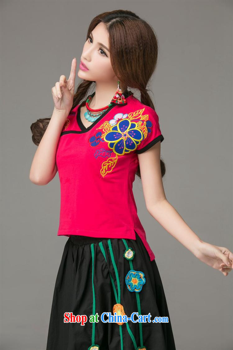 Ladies summer wear new Ethnic Wind embroidered Chinese wind a tight short-sleeved round-collar T pension 2659 white 3XL pictures, price, brand platters! Elections are good character, the national distribution, so why buy now enjoy more preferential! Health
