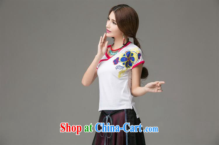 Ladies summer wear new Ethnic Wind embroidered Chinese wind a tight short-sleeved round-collar T pension 2659 white 3XL pictures, price, brand platters! Elections are good character, the national distribution, so why buy now enjoy more preferential! Health