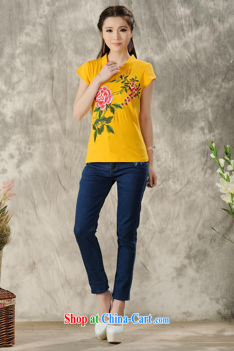 Ladies summer wear new, Retro, for national wind embroidered beauty cotton short-sleeved shirt T 4504 yellow 4 XL pictures, price, brand platters! Elections are good character, the national distribution, so why buy now enjoy more preferential! Health