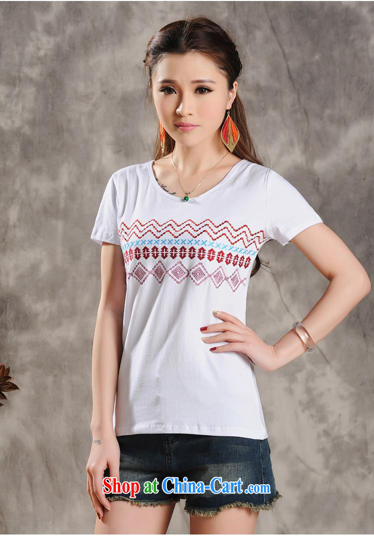 Female 2015 summer new Ethnic Wind embroidered short sleeves round neck shirt T girls cotton 9632 black 2 XL pictures, price, brand platters! Elections are good character, the national distribution, so why buy now enjoy more preferential! Health