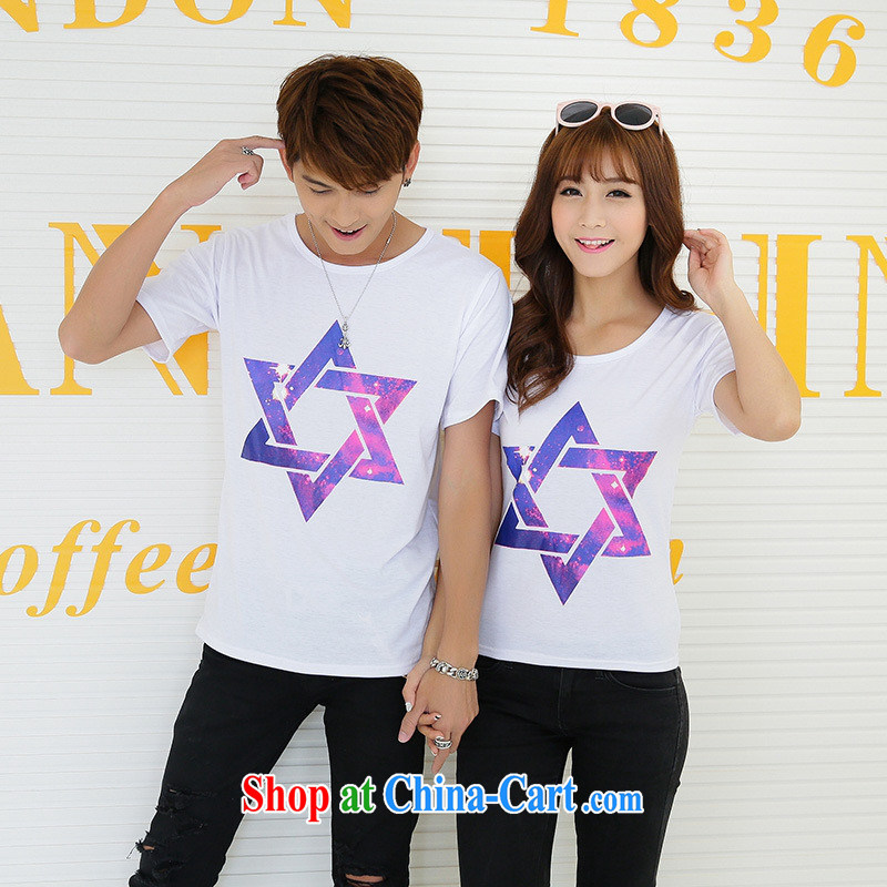 2015 couples with new summer, Korean edition leisure Beach, relaxed couples with a short-sleeved T-shirt white male XXL, blue rain bow, and, shopping on the Internet