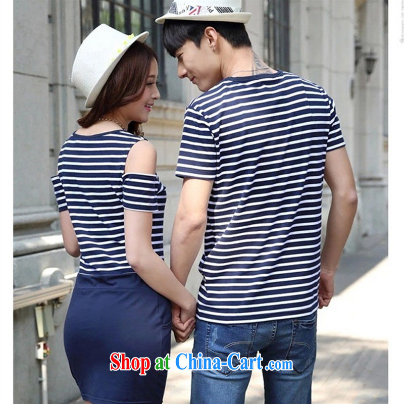 2015 new summer Korean couples T-shirts female beauty short-sleeved bare shoulders, long course students serving the red female XL, blue rain bow, and shopping on the Internet