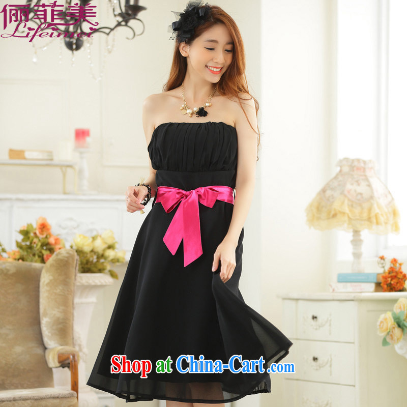 Bring About Philippines and the United States, Japan, and South Korea in minimalist style bare chest shoulder high waist, with a large, snow-woven skirt gathering sister small dress dress black XXXL