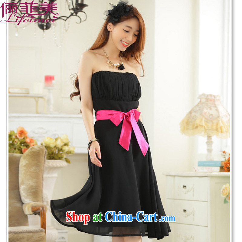 Bring About Philippines and the United States, Japan, and South Korea in minimalist style bare chest shoulder high-waist, with a large, snow-woven skirt gathering sister small dress dress black XXXL, bring about Philippines and the United States, and on-l
