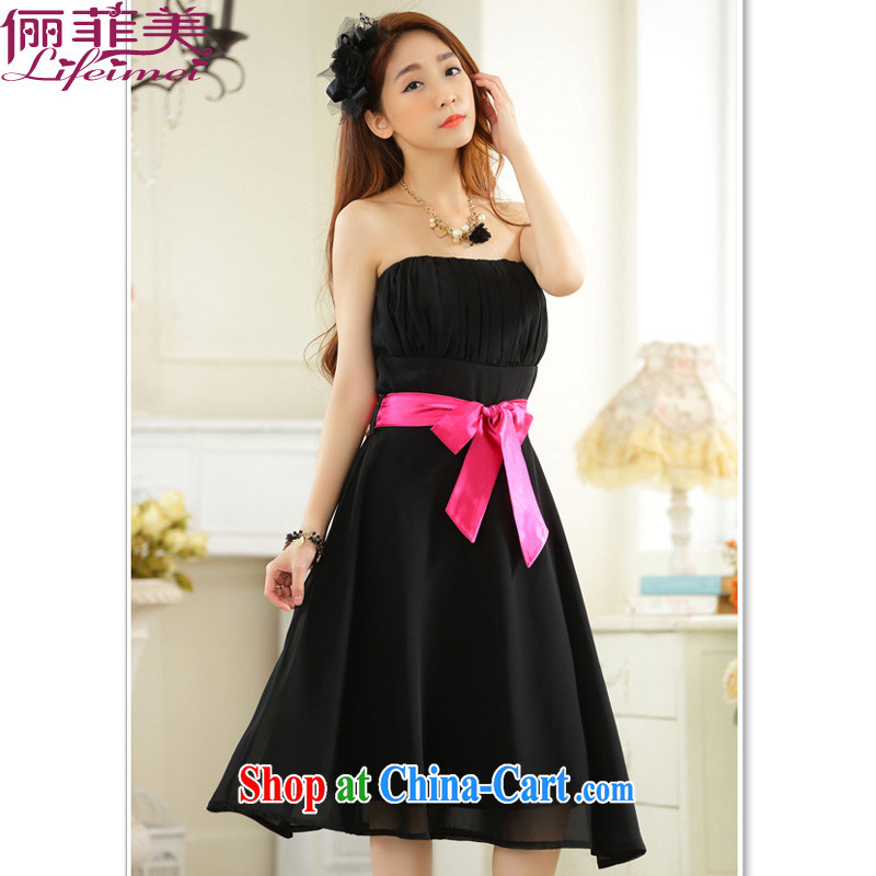 Bring About Philippines and the United States, Japan, and South Korea in minimalist style bare chest shoulder high-waist, with a large, snow-woven skirt gathering sister small dress dress black XXXL, bring about Philippines and the United States, and on-l