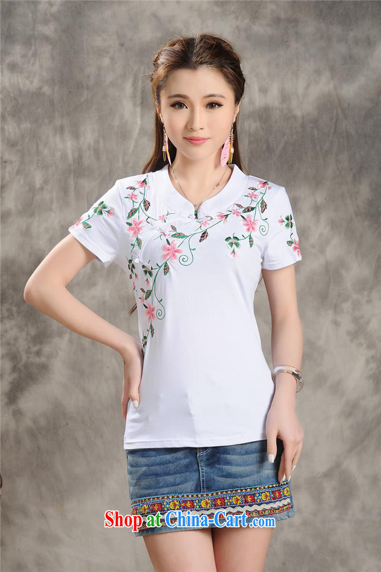National wind female summer new embroidery, for a tight short-sleeved shirt T girls cotton A 204 blue 4 XL pictures, price, brand platters! Elections are good character, the national distribution, so why buy now enjoy more preferential! Health
