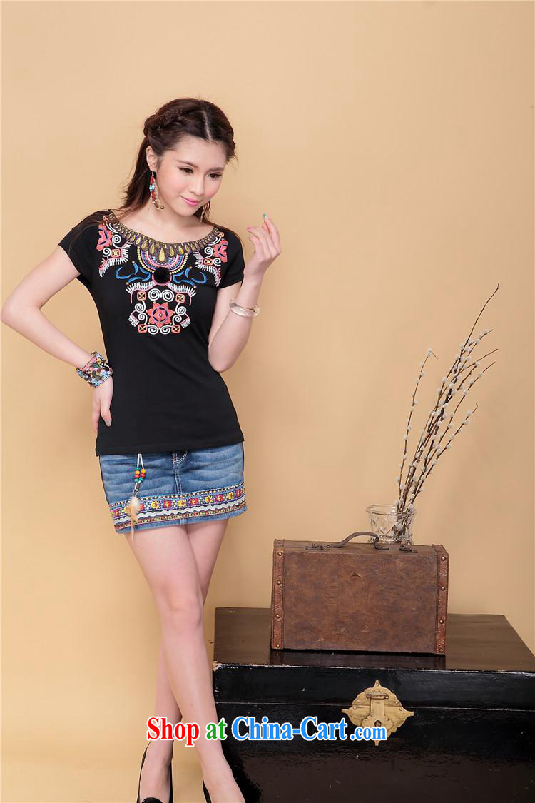 Mr Ronald ARCULLI load new Ethnic Wind female embroidery field short-sleeved round neck shirt T A 119 black XXL pictures, price, brand platters! Elections are good character, the national distribution, so why buy now enjoy more preferential! Health
