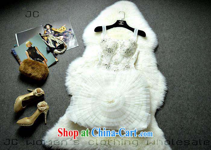 2015 new elegant pure white flowers nails Pearl straps dress manually staple Pearl vest, dress JC 12,910 white L pictures, price, brand platters! Elections are good character, the national distribution, so why buy now enjoy more preferential! Health