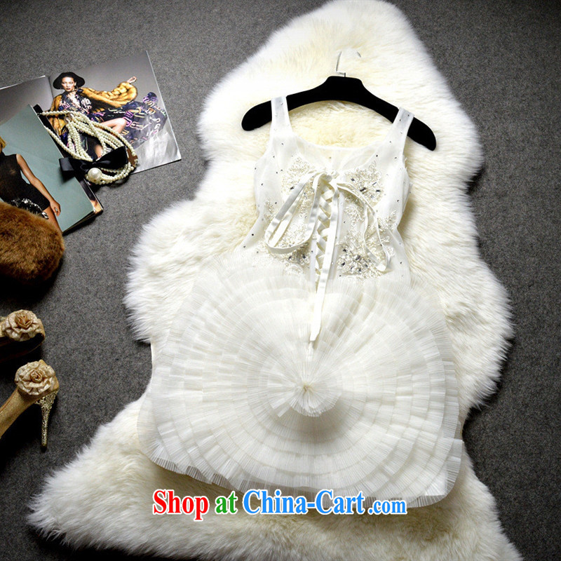 2015 new elegant pure white flowers nails Pearl straps dress manually staple Pearl vest, dress JC 12,910 white L, health concerns (Rvie .), and, on the Internet shopping