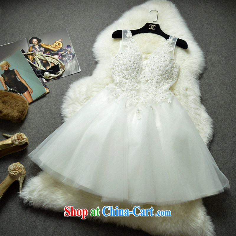 2015 New Name-yuan style bridal bridesmaid Annual Meeting chaired V collar decals nail Pearl shaggy dress skirt 122,504 white XL, health concerns (Rvie), and, on-line shopping