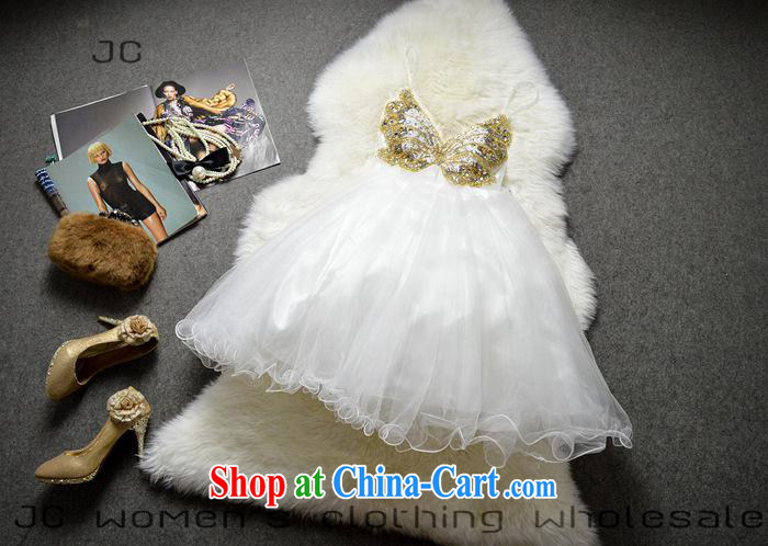 Name yuan style low-chest short, small dress sexy back exposed nails drill butterfly shaggy dress reception dress skirt 122,510 white L pictures, price, brand platters! Elections are good character, the national distribution, so why buy now enjoy more preferential! Health