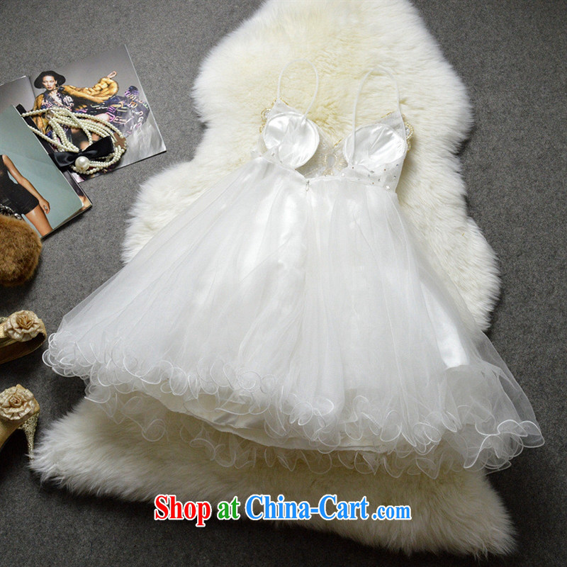 Name yuan style low-chest short, small dress sexy back exposed nails drill butterfly shaggy dress reception dress skirt 122,510 white L, health concerns (Rvie .), and shopping on the Internet