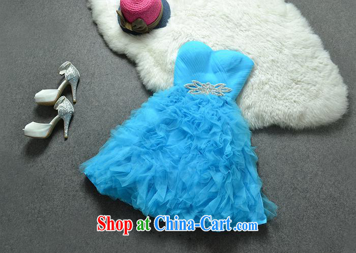 2015 name yuan style wedding bridesmaid evening reception nails drill A wiped out chest shaggy dress skirt JC 1298 blue L pictures, price, brand platters! Elections are good character, the national distribution, so why buy now enjoy more preferential! Health