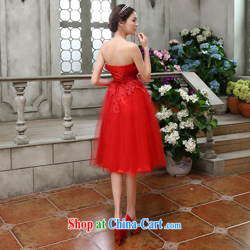 Honey, bride wiped chest wedding dresses new 2015 spring and summer red lace long marriages served toast short evening dress red XL, honey, bride, shopping on the Internet