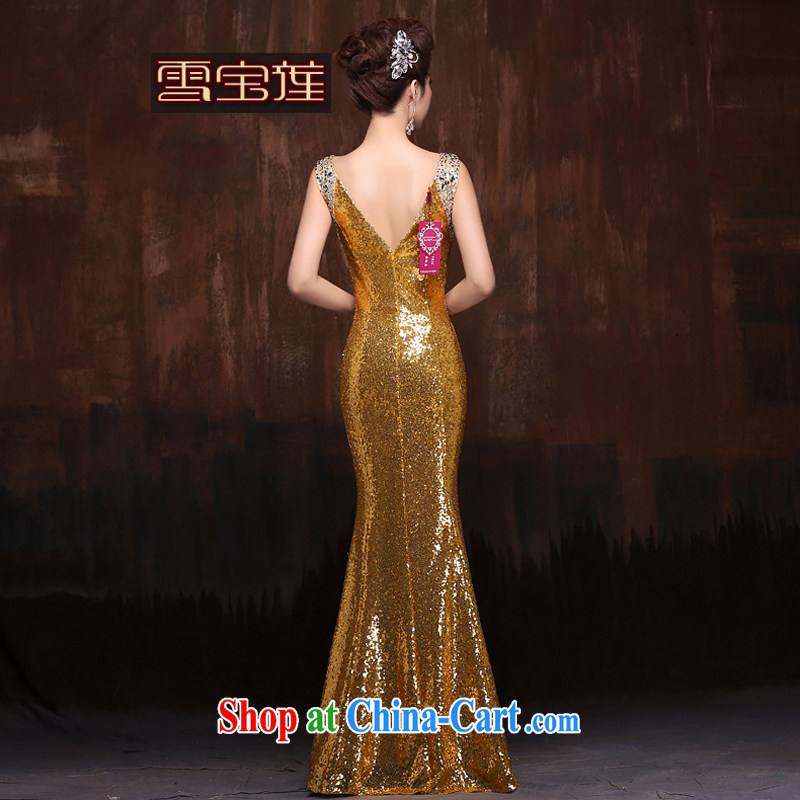 Snow Lotus bows dress new stylish marriages summer shoulders, cultivating red crowsfoot long gold XL, snow Po Lin (XUEBAOLIAN), shopping on the Internet