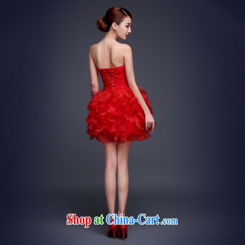 Snow Lotus cultivating bows dress wedding dress upscale manual embroidery bridal toast service beauty long dress personal photo album hosted dress red wiped his chest, S, snow Lotus (XUEBAOLIAN), online shopping