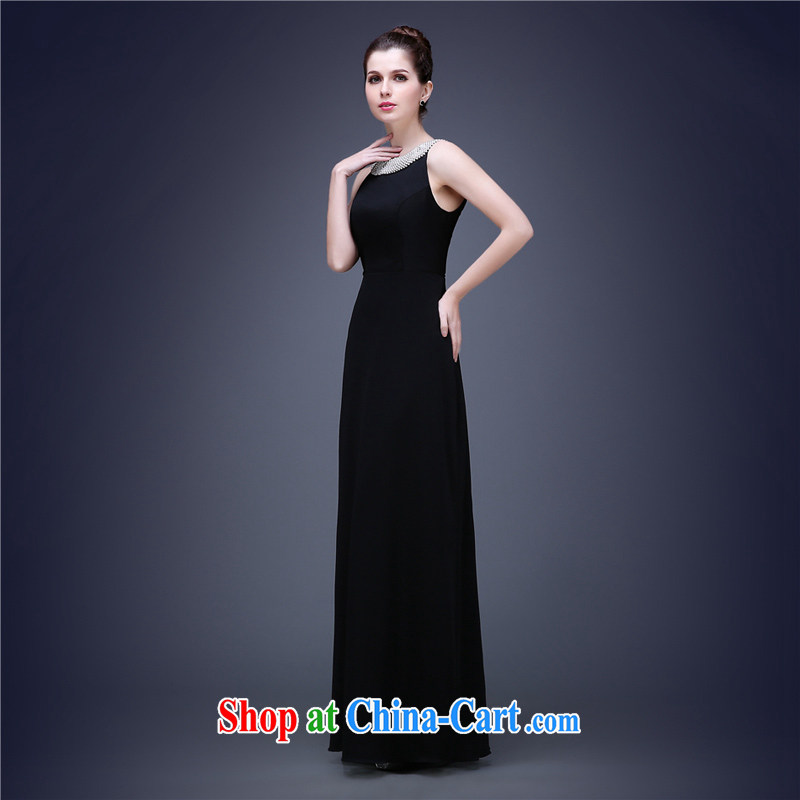 Beijing, Hong Kong, 2015 -- spring and summer new black is too long, sexy dress dinner banquet annual Car Show model show stage show black XL