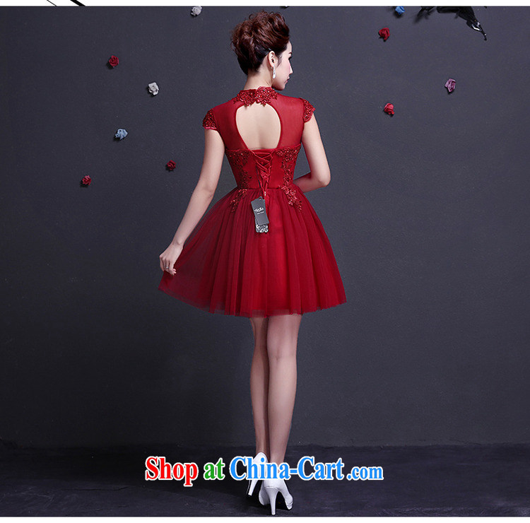 The woman bows Service Bridal Fashion 2015 Evening Dress short, cultivating graphics thin wall also married dresses spring and summer wine red XXL pictures, price, brand platters! Elections are good character, the national distribution, so why buy now enjoy more preferential! Health