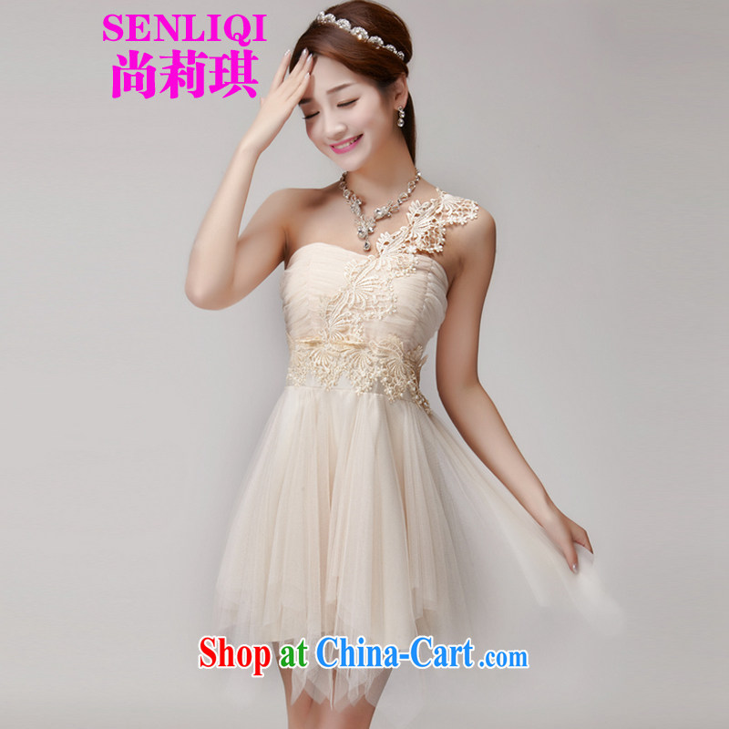 #2015 summer new stylish bridesmaid dresses in banquet dress sister skirt short, small dress bridesmaid clothing dress 988 apricot L, Li Qi, shopping on the Internet