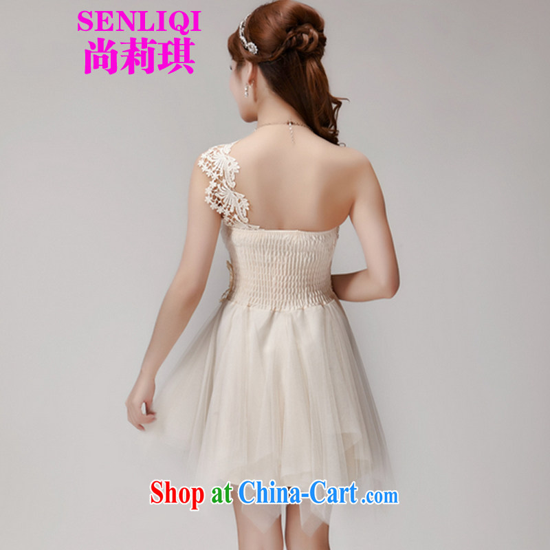 #2015 summer new stylish bridesmaid dresses in banquet dress sister skirt short, small dress bridesmaid clothing dress 988 apricot L, Li Qi, shopping on the Internet