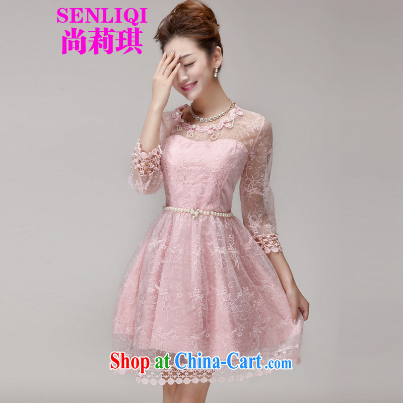 There is Li Qi 2015 summer New staple pearl cultivation Princess skirt dress champagne color erase chest bridesmaid sisters served as small girls dresses 996 pink L, Li Qi, shopping on the Internet