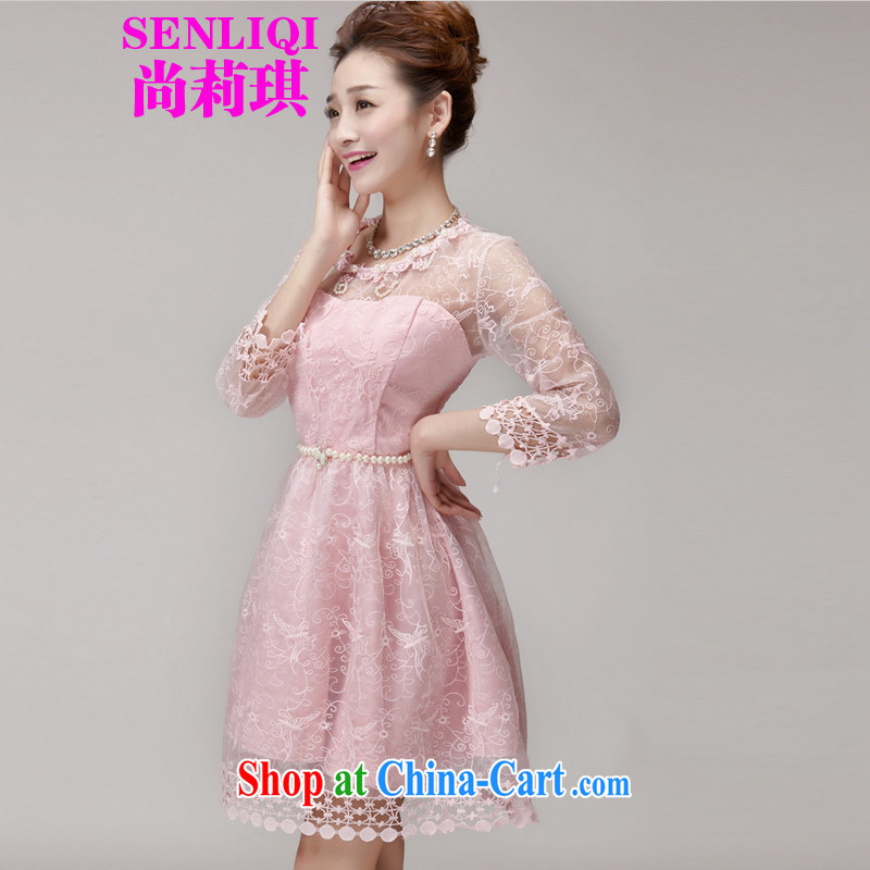 There is Li Qi 2015 summer New staple pearl cultivation Princess skirt dress champagne color erase chest bridesmaid sisters served as small girls dresses 996 pink L, Li Qi, shopping on the Internet