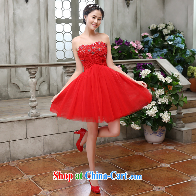 Honey, bride short, small dress bride wedding toast service bridal gown hanging with bare chest pregnant Korean Princess dress the code graphics thin red XXL, honey, bride, shopping on the Internet
