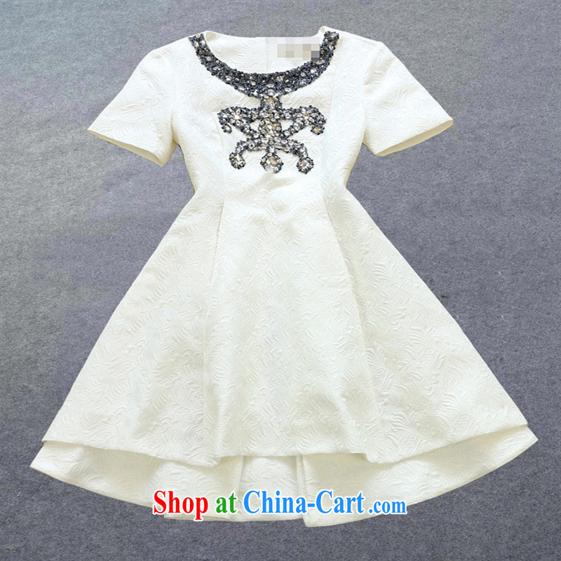 Deloitte Touche Tohmatsu store fine European site women dresses 2015 and pearl nails drill name Yuan Antique does not rule dress dark blue XL, GENYARD, shopping on the Internet