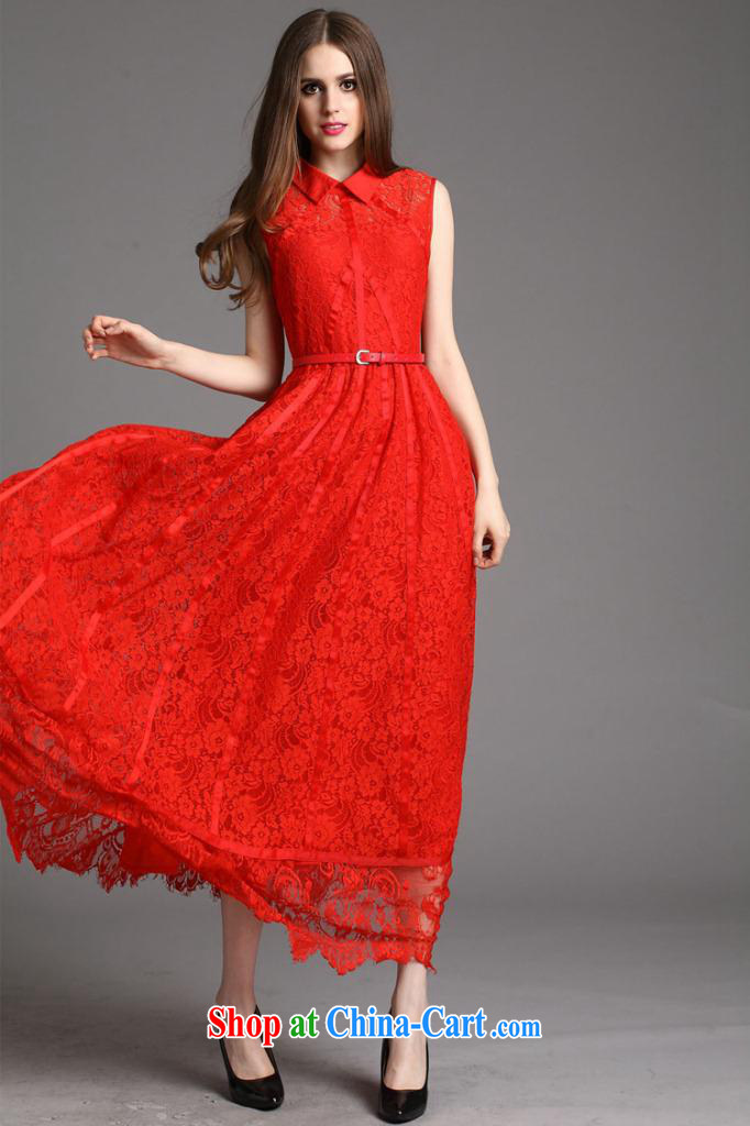 Qin Qing store 2015 festive Red name Yuan bows dress European site lace lapel sleeveless long dress purple XL pictures, price, brand platters! Elections are good character, the national distribution, so why buy now enjoy more preferential! Health