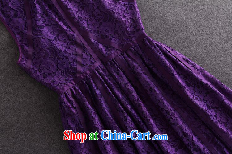 Qin Qing store 2015 festive Red name Yuan bows dress European site lace lapel sleeveless long dress purple XL pictures, price, brand platters! Elections are good character, the national distribution, so why buy now enjoy more preferential! Health