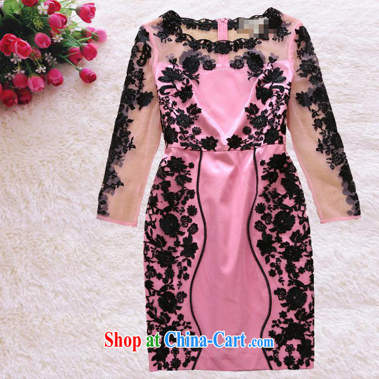 Qin Qing store 2015 European site spring and summer sexy female Web yarn staple Pearl embroidered evening gown of Ehime women dress light pink XL pictures, price, brand platters! Elections are good character, the national distribution, so why buy now enjoy more preferential! Health