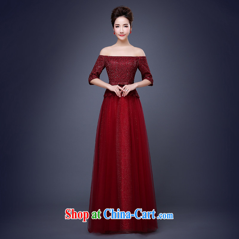 Jie MIA 2015 new dress uniform toast bridesmaid clothing Evening Dress bridesmaid in spring and summer long red marriage short dark red XXXL