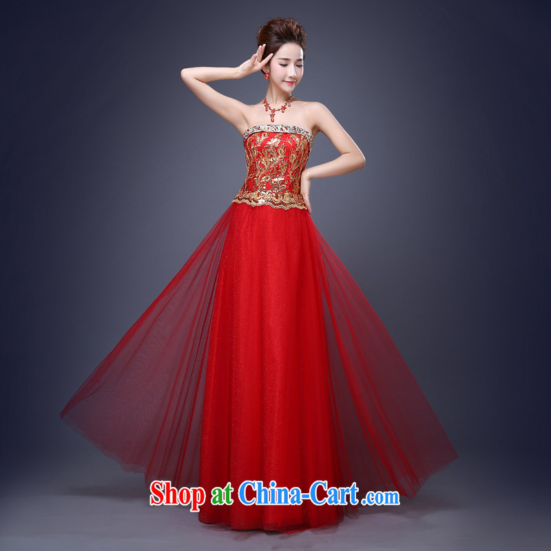 Jie MIA 2015 new stylish length, red embroidered bride's toast serving moderator performance service beauty banquet dress long XXL, Jake Mia, shopping on the Internet