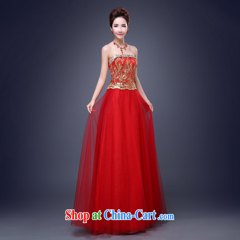 Jie MIA 2015 new stylish length, red embroidered bride's toast serving moderator performance service beauty banquet dress long XXL, Jake Mia, shopping on the Internet