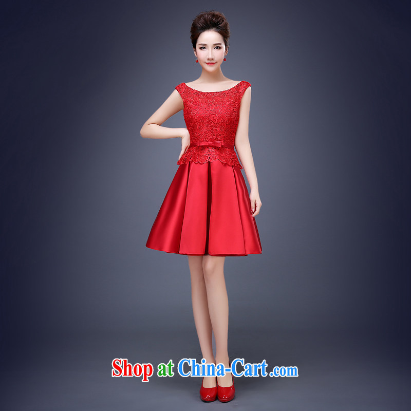 Jie MIA wedding dresses bridal toast clothing Evening Dress new 2015 spring and summer stylish wedding marriage short red red M