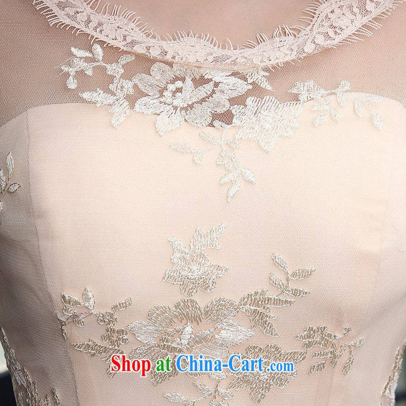 Let the day the wedding dress 2015 new bride bridesmaid champagne color short lace package shoulder dress 330 champagne color short-sleeved, tailored to dream of the day, shopping on the Internet
