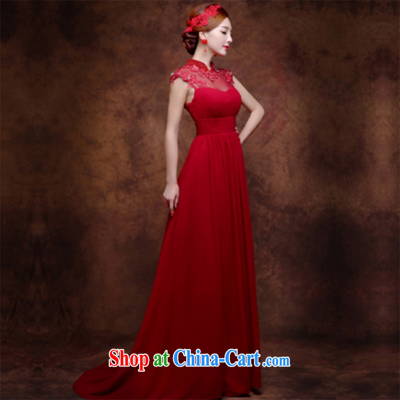 Wei Qi 2015 new summer red wedding dresses pregnant high waist long bows Service Bridal Fashion evening dress sense of the Code Red wine XXL, Qi wei (QI WAVE), online shopping