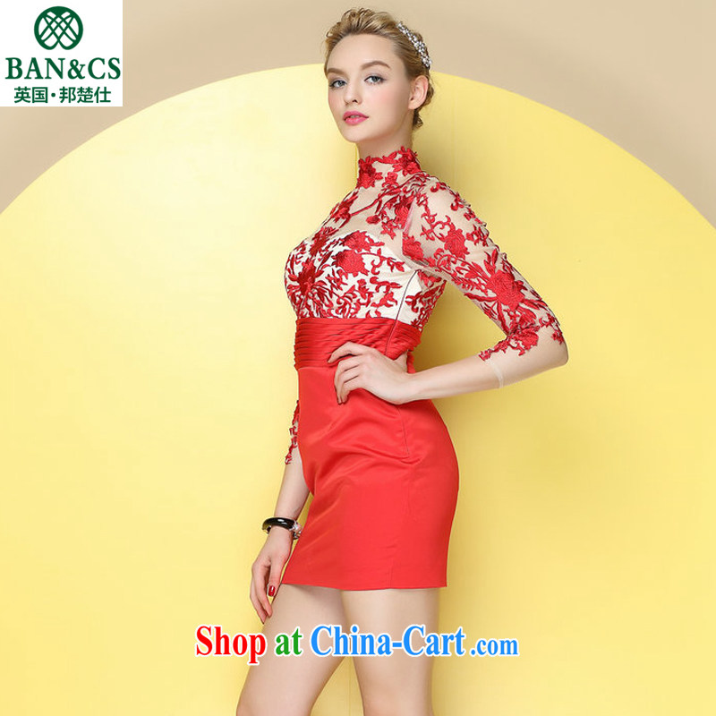 China wind knotting exquisite embroidery, and fluoroscopy and stylish stitching short dress red L, Chu, Mr Rafael Hui, shopping on the Internet