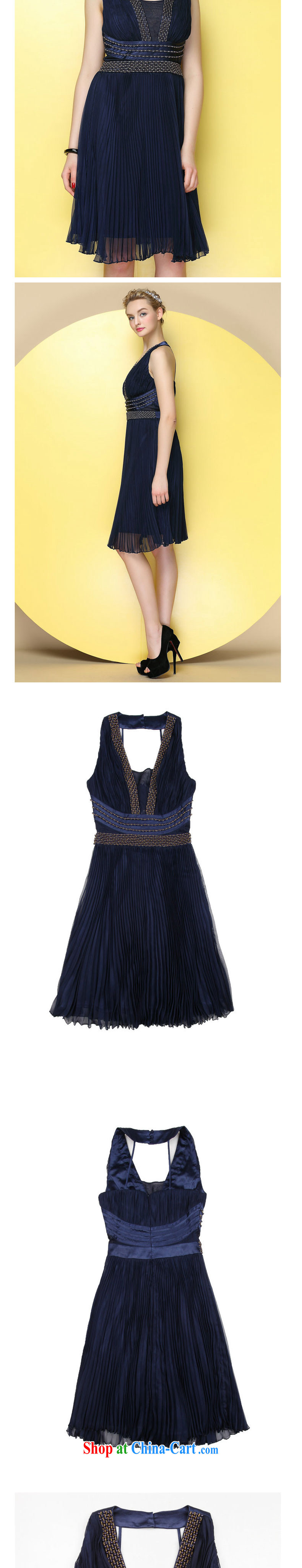 High-end quality to the staple Pearl fine crop organ wrinkled hanging back, elegant dress dress dark blue s pictures, price, brand platters! Elections are good character, the national distribution, so why buy now enjoy more preferential! Health