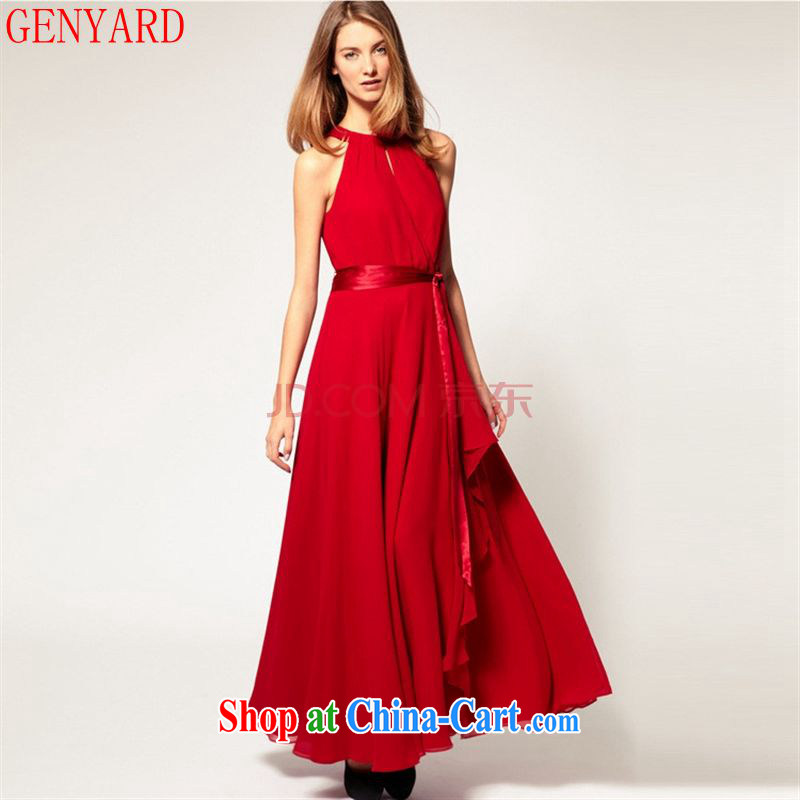 Peregrine fine stores in Europe and America do not rule large sleeveless ice woven long skirt retro bare shoulders gown dress red are code