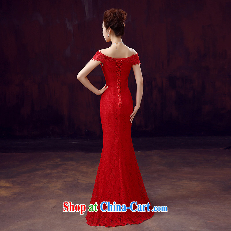 Dumping the married Yi bows dress bride's new 2015 red dress long crowsfoot cultivating a field shoulder with red XXL, dumping the married Yi, shopping on the Internet