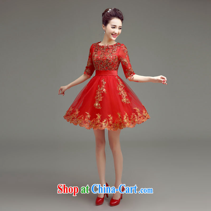 According to T-shirts to The toasting service 2015 new dress a Field shoulder lace bows service spring red bridal gown video thin wedding dress summer red XL cuff